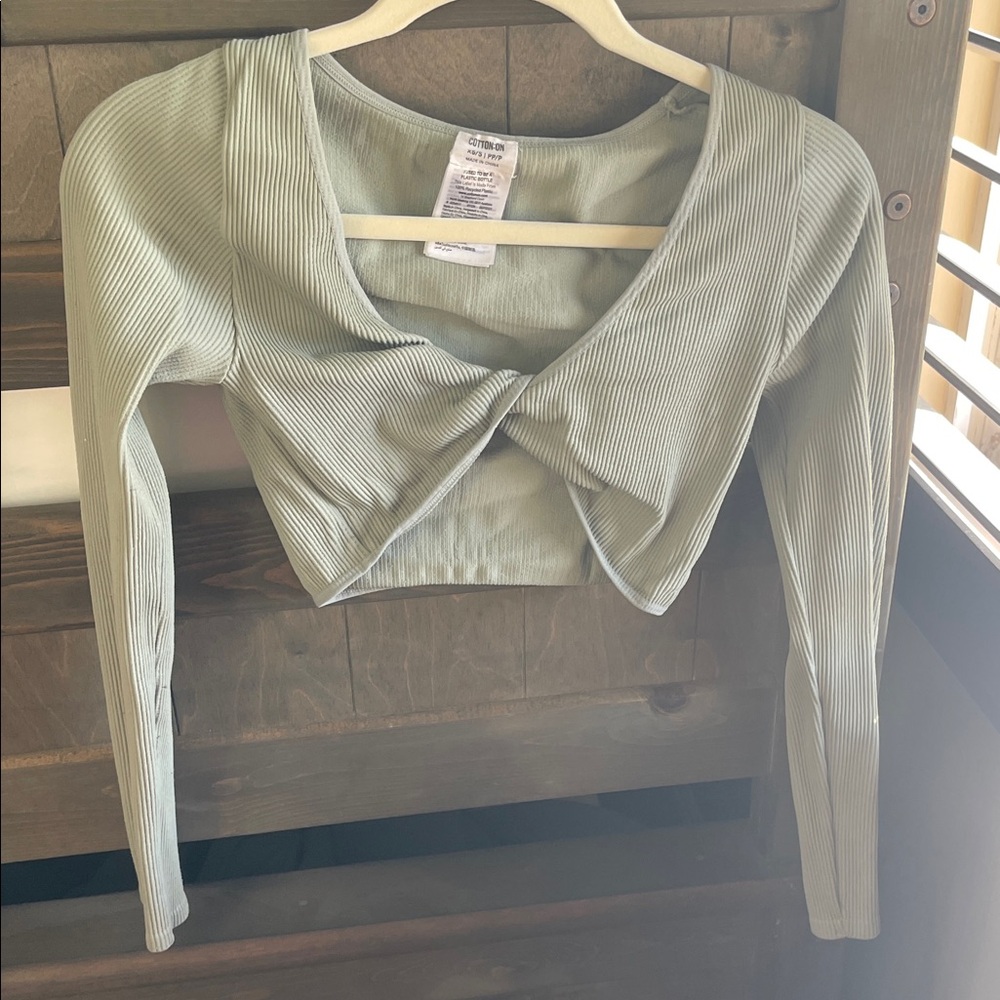 Cotton On Light Green Ribbed Crop Top